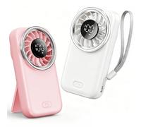 Otlonpe Mini ventilatore portatile portatile, confezione da 2 ventole tascabili con batteria ricaricabile personale, per viaggi, ciglia, trucco, 3 velocità, display LED, luce ultra sottile, pieghevole