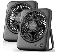 Otlonpe Ventilatore da scrivania portatile, 4000 mAh, piccolo, ricaricabile, silenzioso, alimentato a batteria e USB, con display a LED, per camera da letto, viaggio, ufficio, casa, senza fili, nero e