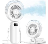 Otlonpe Ventilatore portatile portatile, potente 4 alte velocità, ricaricabile, piccolo ventilatore a mano nebulizzatore d'acqua, 4000 mAh a batteria, pieghevole, cordino, raffreddamento personale per