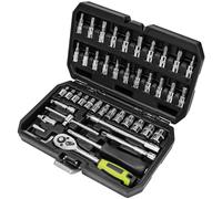 OTLOOMTBT Set di 46 Chiavi Fisse a Cricchetto da 14 di pollice di grado industriale, con set di bussole metriche e barra di estensione per riparazione auto e casa, con custodia ispessita