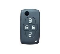 OTMIK Custodia in Silicone per Chiavi auto per Peugeot 1007 807 per Citroen C8 4 Pulsanti Supporto per Guscio Remoto (Nero)