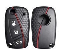 OTMIK Custodia in Silicone per chiavi dell'auto adatto per Fiat Stilo Grande Punto Bravo Linea Idea Panda 500 Accessori per chiavi ( Linea Rossa Nera)
