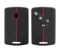 OTMIK Custodia in silicone per chiavi dell'auto adatto per Renault Duster Captur Clio Logan Megane 1 2 3 Koleos Scenic Nema Fluence Zoe Accessori per chiavi a conchiglia (Nero Linea Rossa)