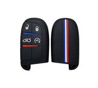 OTMIK Custodia in silicone per la copertura della chiave dell'auto adatto per Jeep Renegade Compass Chrysler 300C Wrangler Dodge Accessori per il guscio della chiave (4 Pulsanti)