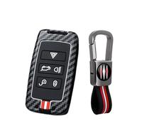 OTMIK Fibra di Carbonio Copertura della Chiave dell'auto in lega di Zinco Compatibile con Range Rover Evoque Discovery Sport Velar Per Jaguar XE E-PACE XF F-Type (Fibbia quadrata)