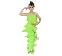 OTMYIGO 1 Set/Nappa Set da Ballo Latino Pantaloni da Ballo con Frange da Ragazza e Top Vestito da Ballo Latino con Frange Solide,Verde,170