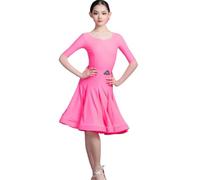 OTMYIGO Abito da ballo latino per ragazze a maniche corte abiti da salsa da competizione abiti da ballo da sala da ballo Cha Cha Samba Rumba Tango, abito da ballo latino, E, 120
