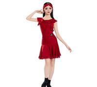 OTMYIGO Abito da Gara di Danza Latina per Ragazze, Completo da Gara di Cha Cha Rumba, Costume da Ballo Senza Maniche per competizioni