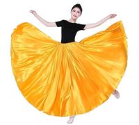 OTMYIGO Gonna da Ballo in Raso Gonna Lunga da Donna Gonna da Danza del Ventre zingara Femminile Pratica Gonna da Flamenco Gonna da Ballo Altalena Costume di Halloween,A4,540°