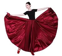 OTMYIGO Gonna da Ballo in Raso Gonna Lunga da Donna Gonna da Danza del Ventre zingara Femminile Pratica Gonna da Flamenco Gonna da Ballo Altalena Costume di Halloween,A510,540°