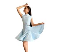 OTMYIGO ,Light Blue,130, Abito da Ballo Latino Senza Maniche per Bambine, Abbigliamento da Ballo per Bambini Samba Tango Spettacolo Ballo Sala Gara Costume