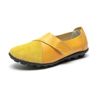 OTMYIGO Mocassini da Donna in Pelle Scamosciata, con Punta Tonda e Piatta, Scarpe da Guida, da Lavoro, morbide, da Passeggio, Scarpe Casual, Taglia Comoda 44,Giallo,38 EU