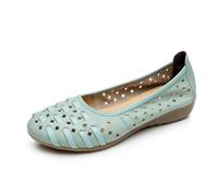 OTMYIGO Mocassini in Pelle Traforata da Donna, Scarpe Casual comode in Pelle Scarpe Basse morbide Scarpe da Barca Punta Tonda Slip-on Scarpe da Balletto,Verde,38 EU