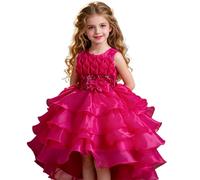 OTMYIGO ,Rose Red,120cm, Abito da Principessa per Bambina, Abito da Damigella d'Onore Senza Maniche, Abito da Sposa in Pizzo e Tulle Abito da Ballo per Halloween Festa in Maschera e Giochi di Ruolo