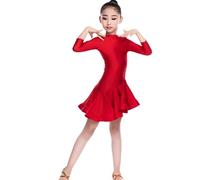 OTMYIGO Rosso,150, Vestito da Ballo Latino per Bambine, Abbigliamento da Ballo per Bambini, Manica Media, Salsa Rumba cha cha Samba Tango Competizione di Danza