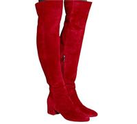 OTMYIGO Stivali da Donna, 2022Autunno e Inverno Stivali sopra Il Ginocchio Stivali Piatti Stivali Scamosciati a Coscia Elasticizzati Stivali a Punta con Tacco Alto Stivali da Cavaliere Casual,D,36