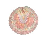 OTMYIGO tutù da Balletto Professionale per Ragazze Vestito da Festa di Balletto Vestito da Principessa Pancake Vestito da Competizione di Danza Classica,Rosa,150