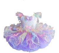 OTMYIGO tutù da Bambina, Body con Paillettes, Abito da Balletto tutù Senza Maniche, Principessa per Matrimoni Abiti da Damigella d'Onore tutù per Feste di Compleanno,C,120