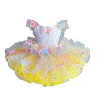 OTMYIGO tutù da Bambina, Body con Paillettes, Abito da Balletto tutù Senza Maniche, Principessa per Matrimoni Abiti da Damigella d'Onore tutù per Feste di Compleanno,B,110