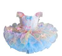 OTMYIGO tutù da Bambina, Body con Paillettes, Abito da Balletto tutù Senza Maniche, Principessa per Matrimoni Abiti da Damigella d'Onore tutù per Feste di Compleanno,A,120
