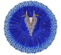 OTMYIGO tutù da Danza Classica per Bambine Modello Il Lago dei cigni Cinturino Ricamo Canotta Body Ginnastica Costume Pattinaggio Abbigliamento Danza Abito Competizione per Ballerine,Blu,150