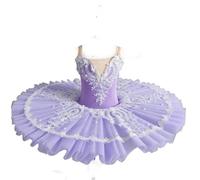 OTMYIGO Tutu di Balletto Professionale per Ragazze, Piatto da Pancake, Tutu, Ballerina, Vestito da Festa, Costume da Competizione per Balletto per Bambini,Viola,130