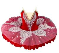 OTMYIGO Tutu Professionale per Bambina, Lago dei cigni, Costume da Ballerina, Gonna da Competizione,Rosso,110