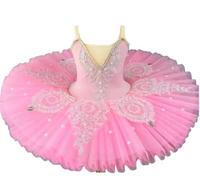 OTMYIGO Tutu Professionale per Bambina, Lago dei cigni, Costume da Ballerina, Gonna da Competizione,Rosa,150