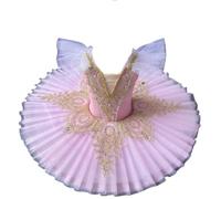 OTMYIGO tutù Professionale per Danza Classica per Bambini modelloIl Lago dei cigni Abito da Competizione per Ballerina,Rosa,110
