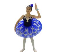 OTMYIGO Vestito da Ballerina con tutù e Ricamo per Bambine, Costume da Ballerina Abbigliamento da Danza Gonna da Competizione Abbigliamento da Ballo,Royal Blue,160