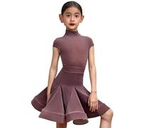 OTMYIGO Vestito da Ballo Latino per Bambini Senza Maniche, da Sala, per Rumba e Samba, con gonne, Abbigliamento da Ballo per Bambine dai 3 ai 13 Anni,Viola,160