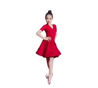 OTMYIGO Vestito da Ballo Latino per Ragazza Costume da Ballo per Bambini Salsa Abiti da Tango per Bambini Vestito da Spettacolo teatrale ,Burgundy,140