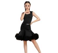 OTMYIGO Vestito da Ballo Latino per Ragazze, Abiti da Ballo da Sala per Bambini, Costume Rumba Costume Sala per Bambini Costumi per esercitazioni di cha cha Competizione e Pratica,Nero,110