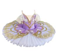 OTMYIGO Vestito da Danza Classica per Bambine Body da Ginnastica in Pizzo tutù Gonna Costume Ballerina Canotta con Spalline Sottili Pezzo Unico Abbigliamento da Pattinaggio Artistico,Viola,170