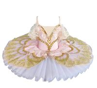 OTMYIGO Vestito da Danza Classica per Bambine Body da Ginnastica in Pizzo tutù Gonna Costume Ballerina Canotta con Spalline Sottili Pezzo Unico Abbigliamento da Pattinaggio Artistico,Pink 1,140