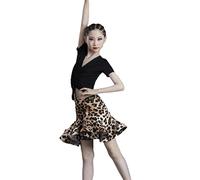 OTMYIGO Vestito per Bambini per Ballare 2023 Abiti da Competizione di Danza Latina per Ragazze Salsa Corta Costume da Ballo di Tango Gonna da Ballo,B,XS