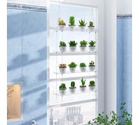 OtNiap Mensola trasparente da appendere alla finestra, per interni, da appendere alla parete, per esporre vasi di fiori, organizer per coltivare erbe, microgreens, piante grasse, fiori (4 strati)