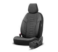 otoM Coprisedili universali in Lino/Pelle/Tessuto 'Throne' Nero/Grigio - 11 Pezzi - compatibili con airbag Laterali