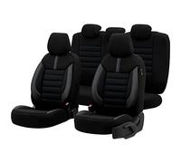otoM Coprisedili universali in Tessuto/Pelle 'Limited' Nero + Cucitura Blu - 11 Pezzi - compatibili con airbag Laterali