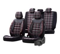 COPRISEDILI Auto Universali OtoM gti Sport Pelle Pu Tessuto Righe Rosse COMPLETI