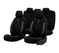 otoM Coprisedili universali in Tessuto/Pelle 'Limited' Nero + Cucitura Blu - 11 Pezzi - compatibili con airbag Laterali