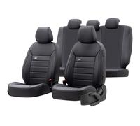 otoM Coprisedili universali in Piena Pelle 'Premium' Nero - 11 Pezzi - compatibili con airbag Laterali