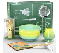 OTOmitra Set da 7 pezzi per matcha, set da tè matcha con frusta e supporto per frusta, ciotola per matcha, colino per matcha, cucchiaio e supporto, tovaglietta, accessori giapponesi per matcha per gli