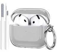 OTOPO Custodia trasparente per AirPods 4 con kit di pulizia, custodia trasparente in morbido TPU per AirPods di quarta generazione 2024, custodia protettiva trasparente per iPod di 4a generazione, con