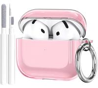OTOPO Custodia trasparente per AirPods 4 con kit di pulizia, custodia trasparente in morbido TPU per AirPods di quarta generazione 2024, custodia protettiva trasparente per iPod di 4a generazione, con