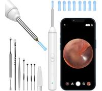 Otoscopio, 1920P 3,5 mm, 6 Luci LED, Pulisci Orecchie per iPhone, iPad e Android, Bianco