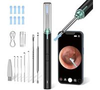 Otoscopio Digitale con Telecamera HD 1920P, 3,5mm, 6 LED, Ispezione Orecchie, Compatibile iOS/Android, Nero