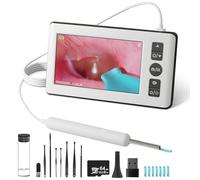 Otoscopio Orecchio, 4,3 '' 1080p HD Pulitore Orecchie con Endoscopio a 6 LED, Boucher e Play, 64G Scheda di Memoria, 3,5 mm Pulizia Orecchie, Orecchio Pulito per Bambini e Adulti