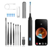 Otoscopio Pulizia Orecchie, 1080P 3,5mm Impermeabile Endoscopio con Pulizia Orecchie con 6 Luci LED e fotocamera Grandangolo a 360°, Pulisci Orecchie per iOS e Android(nero)