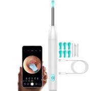 Otoscopio Strumento per La Pulizia delle Orecchie con Fotocamera, Telecamera Auricolare Pixel HD da 500 W, Otoscopio Wireless con Plettri per Orecchie in Silicone (Color : White Color, S : Set)